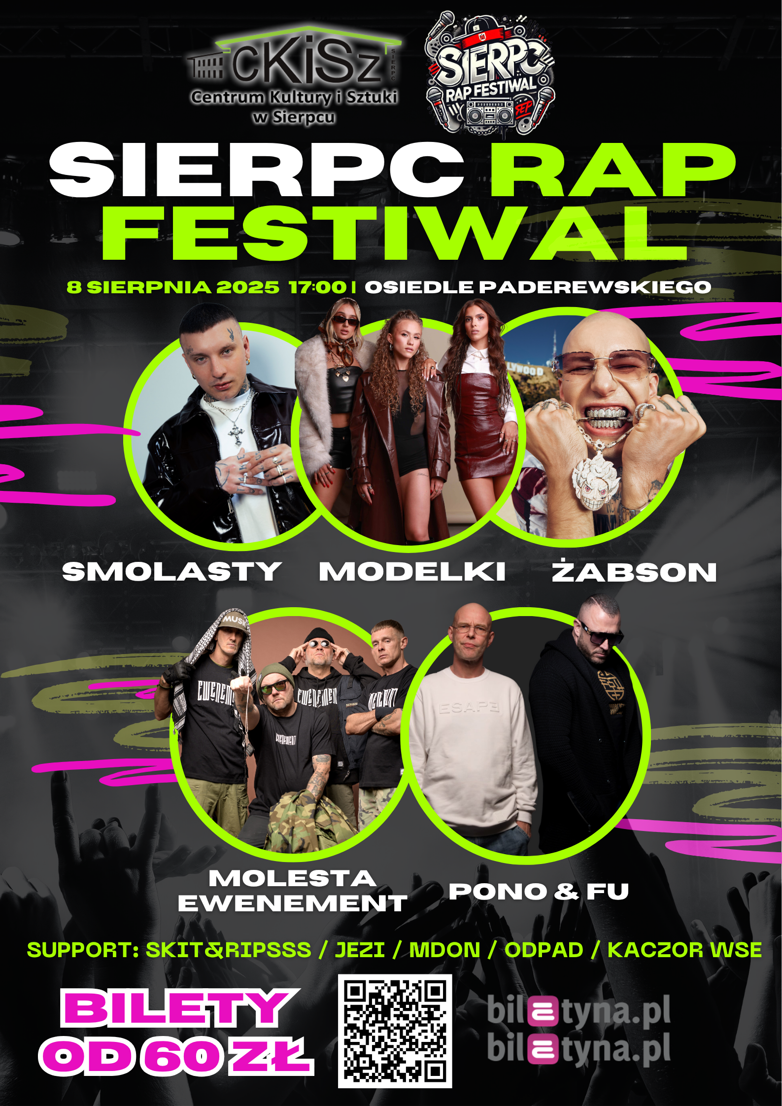 Plakat graficzny promujący Sierpc Rap Festiwal