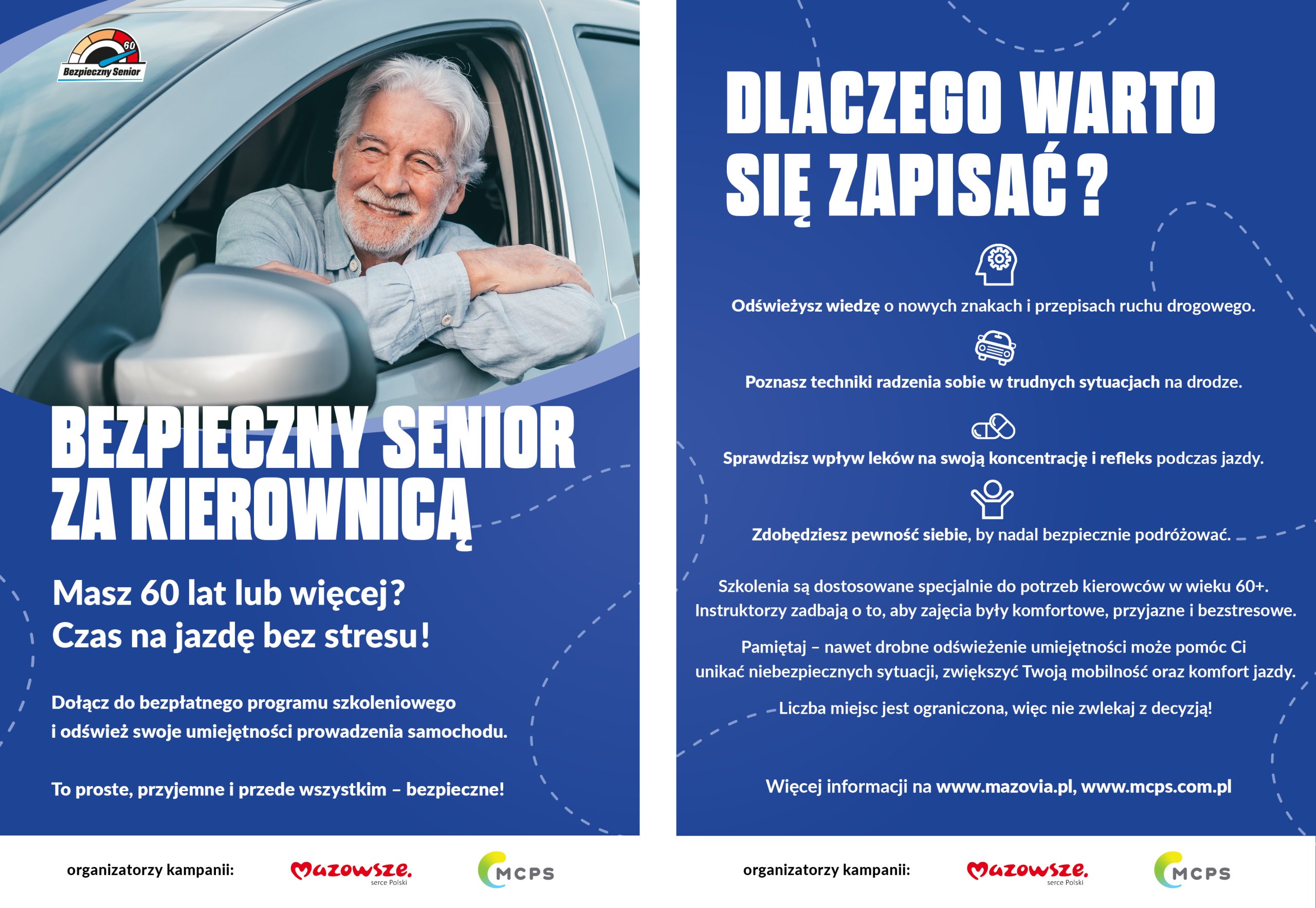 Ulotka informacyjna "bezpieczny senior za kierownicą"