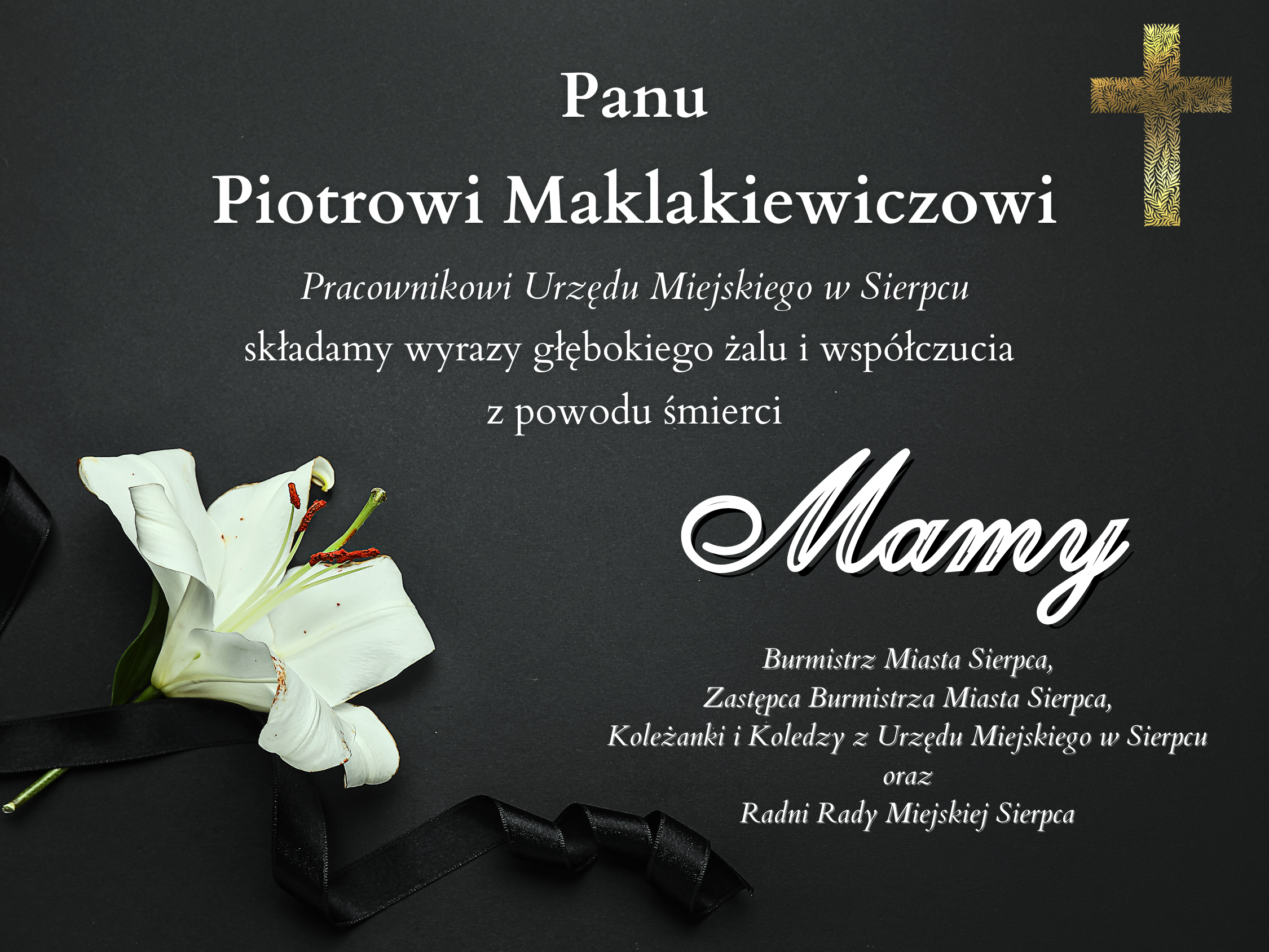 Czarno-biała grafika z kondolencjami